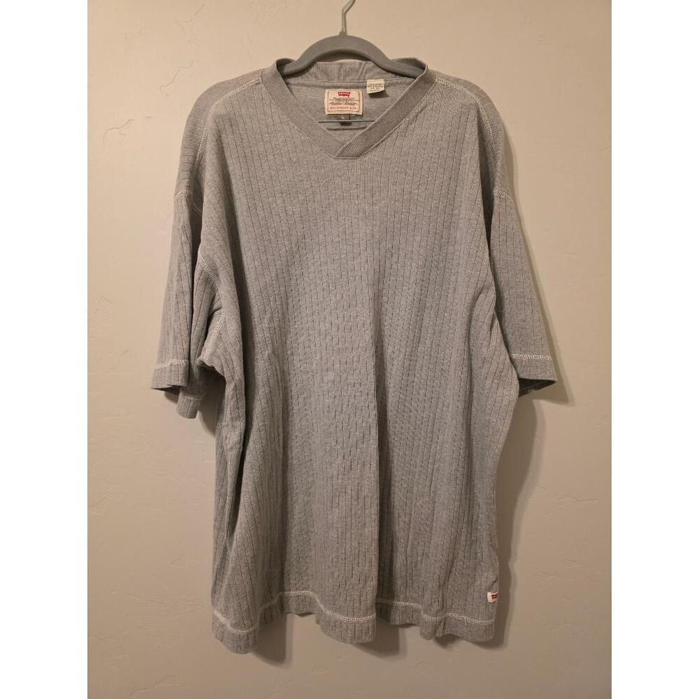 Levi’s Gray Ribbed Knit Tee XL Oversized Streetwear Minimal Basic